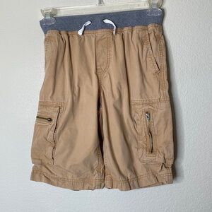 Hanna Andersson cargo shorts boys 150 US 12 tan pockets flaw see description